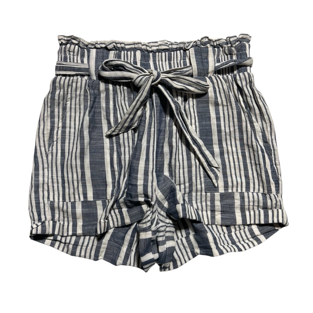 Only grey and White High Waist Striped ‎ linen Shorts